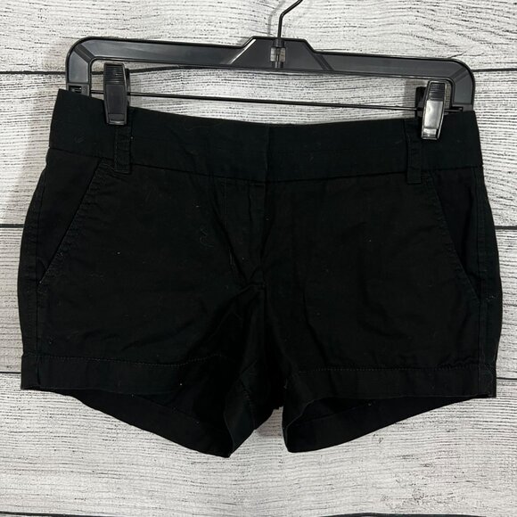 J. Crew Black Cotton Casual Shorts, Size 0 - Picture 1 of 2